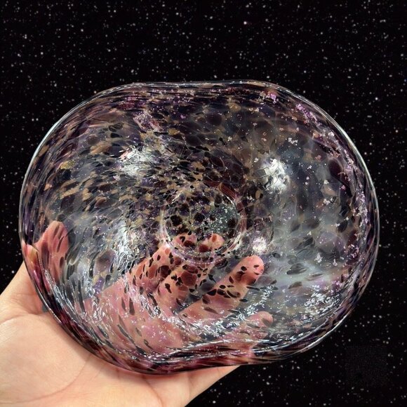 Julia Knight ARGENTO Amethyst Purple Oval Bowl Dish With Silver Flecks Signed - Picture 6 of 16